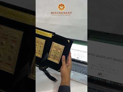 Kaaba Gate Standing Quran Box Set – Luxury Velvet Cover with Golden Door Design